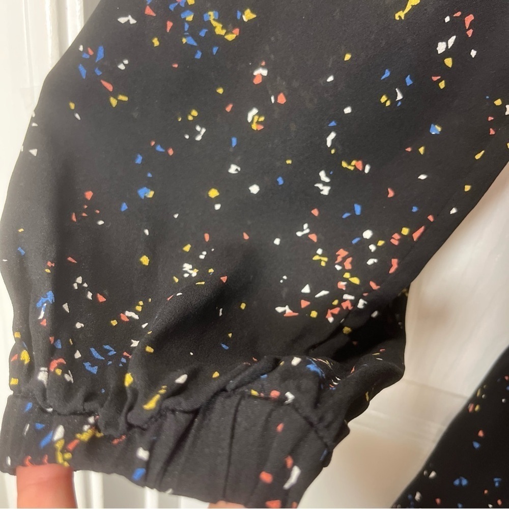 A.L.C Samantha Midi Black Dress with Multicolor Speckles, long Sleeve, 100% silk - Picture 3 of 16